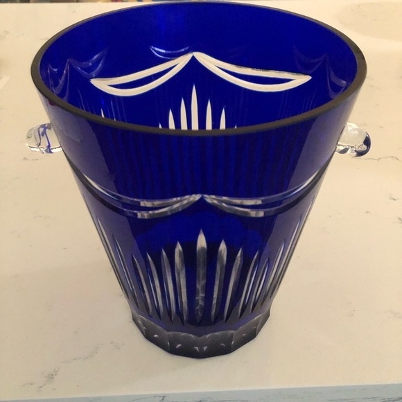 Cobalt Blue Cased Glass Champagne/Ice Bucket VTG Imperial Estate Crystal - Picture 13 of 13
